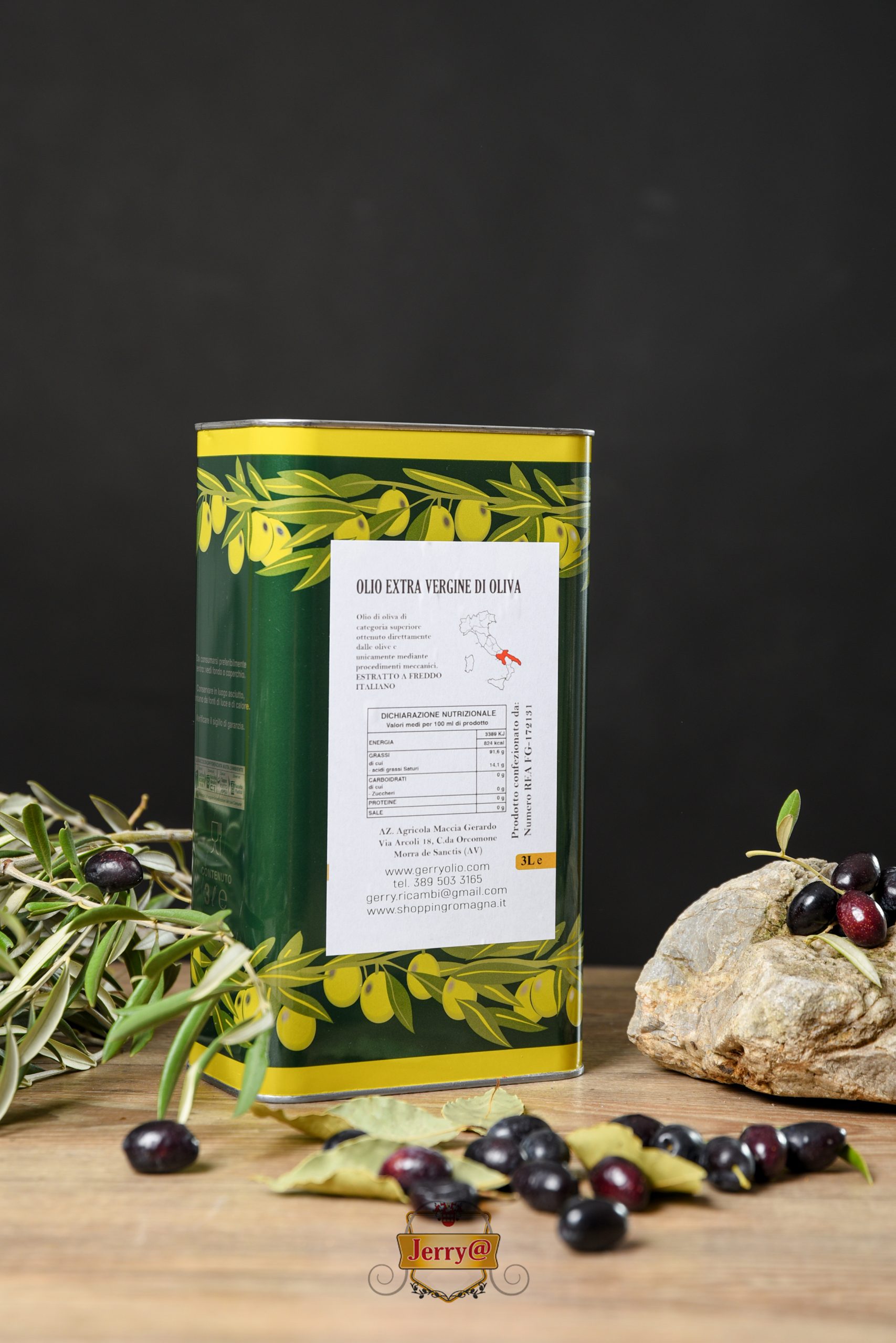 Olio extravergine di oliva Jerry@ 100% italiano estratto a freddo